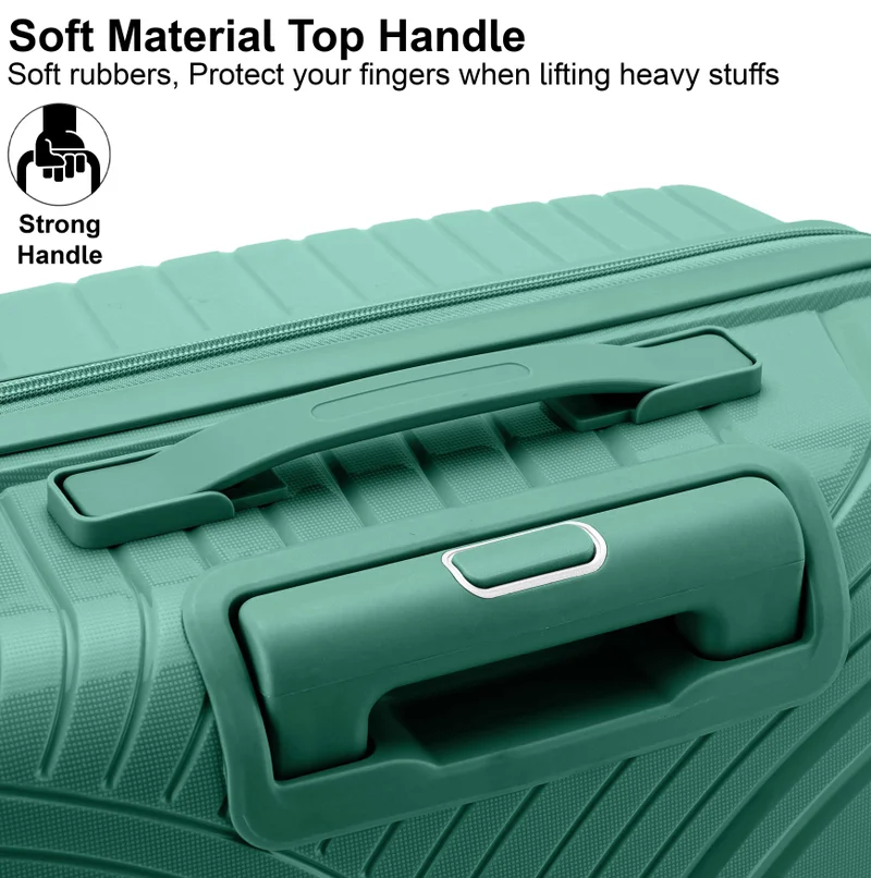 Senator  unisex hard case large checked luggage lightweight pp fashion trolley luggage with 360° degree 4 twin wheel and safe zippers kh1010 green  | Best Price UAE
